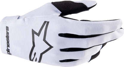 Alpinestars Youth Radar Gloves in Haze Gray and Black, medium size, showing protective padding and flexible material for motorcycle riding.