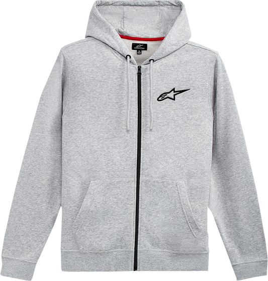 Bill's Exhausts Alpinstars Ageless zip hoodie in heather gray and black, 2XL, featuring a front zipper and casual hoodie style.