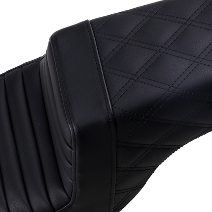 SADDLEMEN Step-Up Seat - Front Tuck-n-Roll/Rear Lattice Stitch - Black 807-11-176