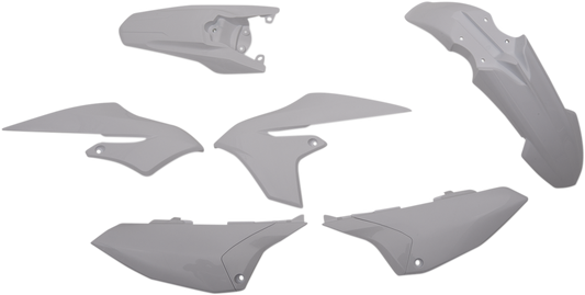A white Acerbis standard replacement body kit for motorcycles, showcased on a plain background, featuring the body panels and components.