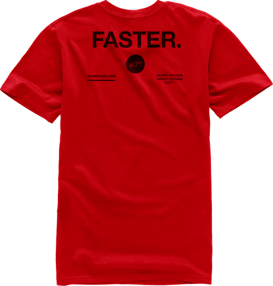 Red ALPINESTARS Faster T-Shirt in XL, featuring bold logo and sporty design, made by Bill's Exhausts.