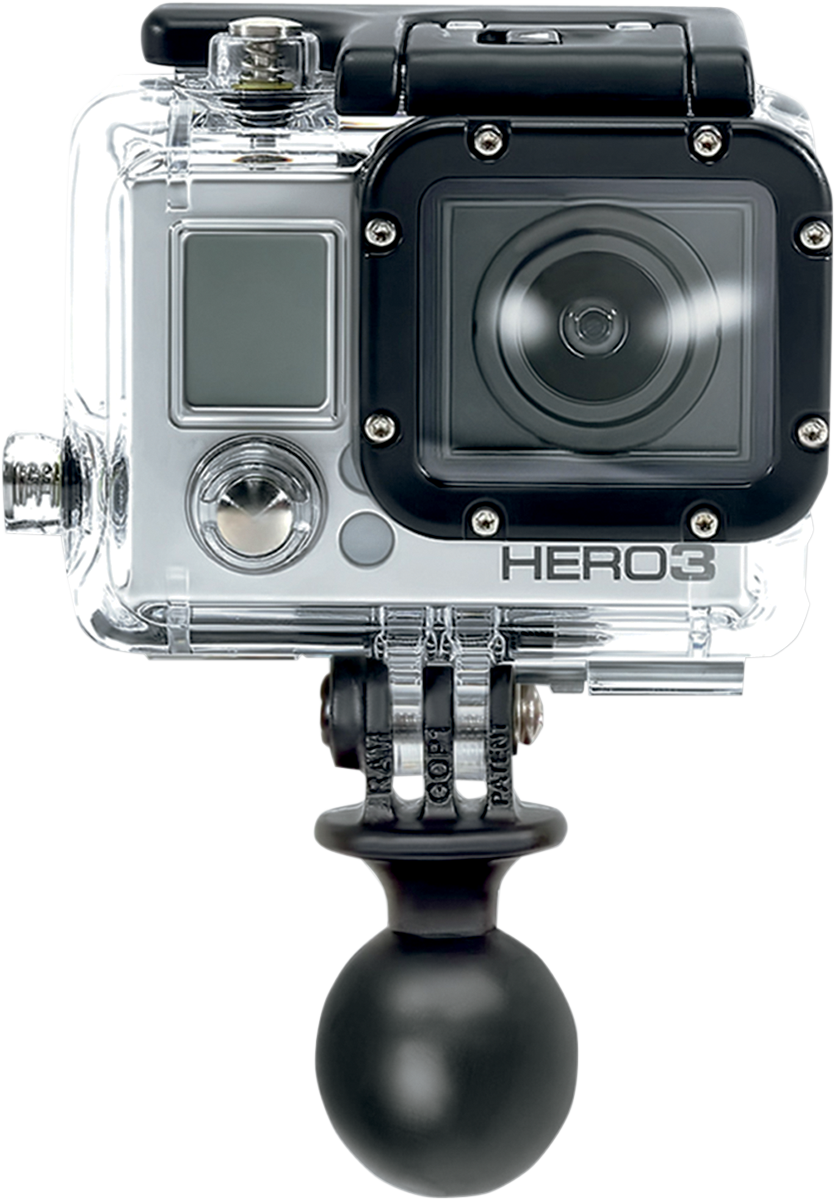 Bill's Exhausts RAM Mount Ball Mount with GoPro base for engine applications, featuring durable construction and secure attachment.