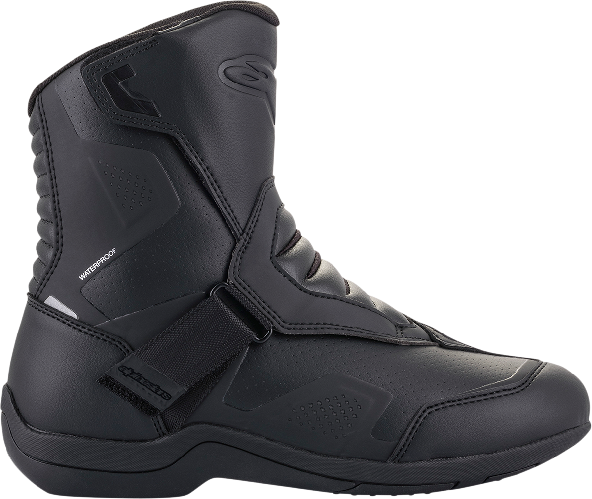 Alpinestars Waterproof V2 Ridge Motorcycle Boots in black, US 7.5 / EU 41, featuring sturdy design and waterproof material.