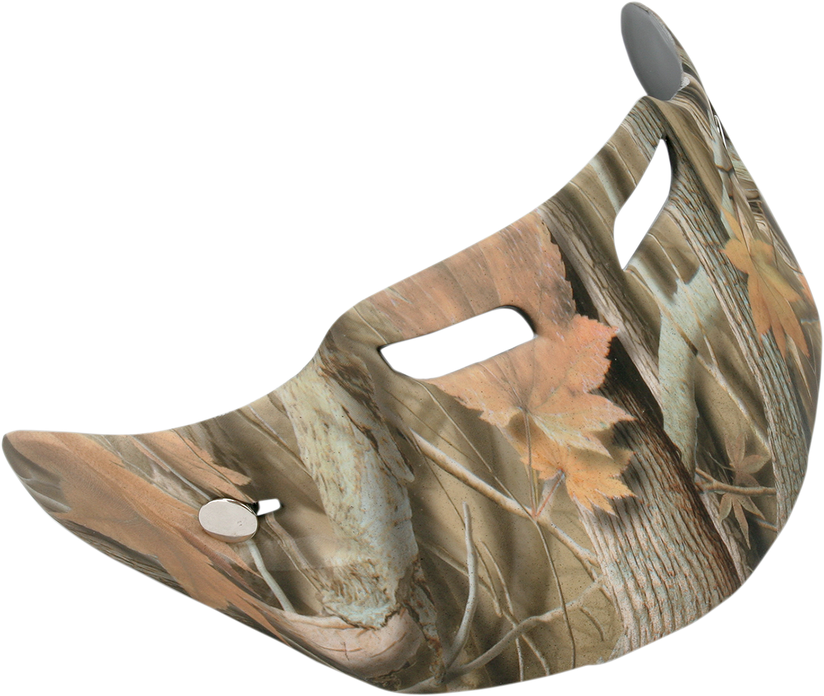 Bill's Exhausts AFX FX-75/FX-75Y Peak wood camo protective gear with 3 snap closure, designed for motorcycle safety and style.