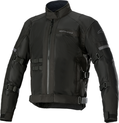 Black Crosshill WP Air Jacket by Alpinestars, medium size, featuring lightweight waterproof and breathable fabric for outdoor wear.