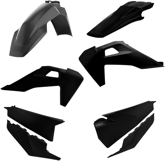 Black Acerbis standard replacement body kit for motorcycles, featuring a durable plastic body panel with detailed design.