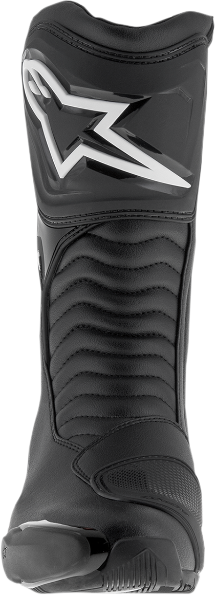 Alpinestars SMX-S motorcycle boots in black with US size 6.5, featuring protective design and sturdy construction.