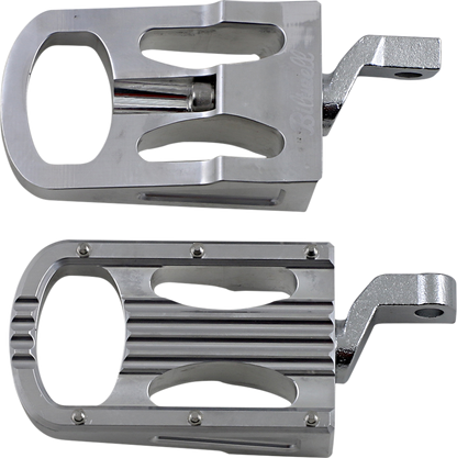 Polished BILTWELL XL Step Footpegs for motorcycles, made by Bill's Exhausts, with a sturdy body design and chrome finish.