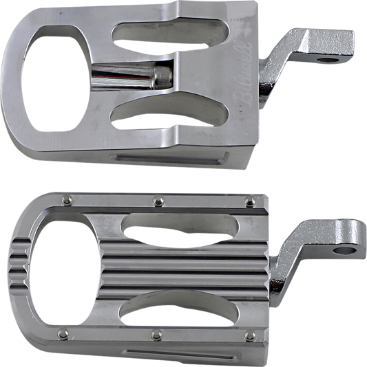 Polished BILTWELL XL Step Footpegs for motorcycles, made by Bill's Exhausts, with a sturdy body design and chrome finish.