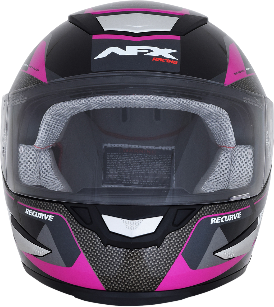 Bill's Exhausts AFX FX-99 Helmet in black and fuchsia, small size, featuring a recurve design with sleek safety features.