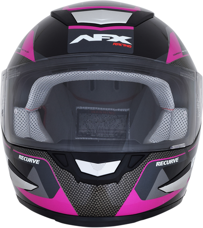 Bill's Exhausts AFX FX-99 Helmet in black and fuchsia, small size, featuring a recurve design with sleek safety features.