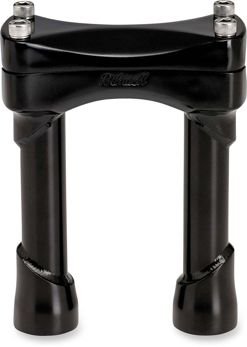 Black BILTWELL Risers Murdock 6-inch handlebar risers for motorcycle handlebars, designed for easy installation and enhanced comfort.