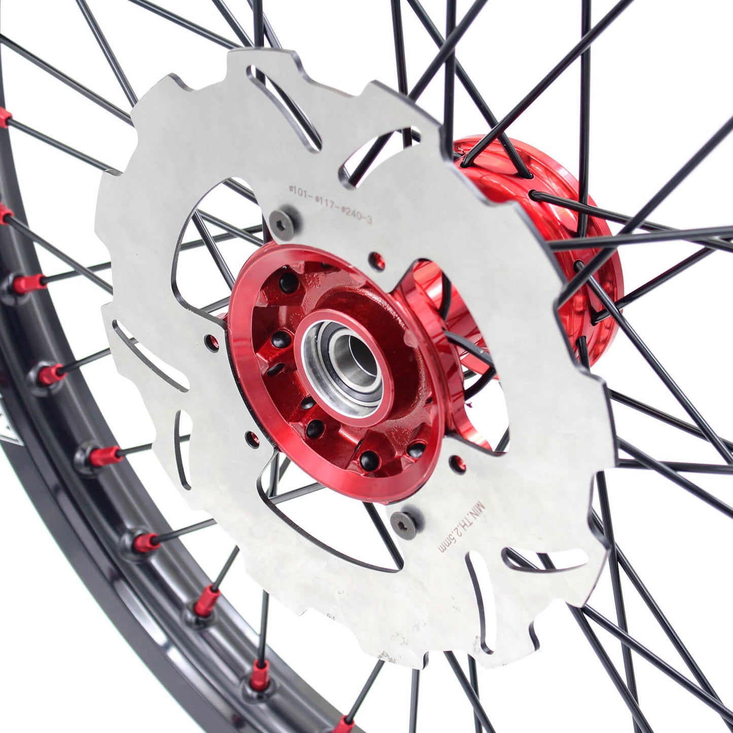 KKE 21 & 19 Casting Spoked MX Wheels Rims Set for Honda CR125R CR250R 2002-2012 Red Nipple Black Spoke Discs - Howling Moto