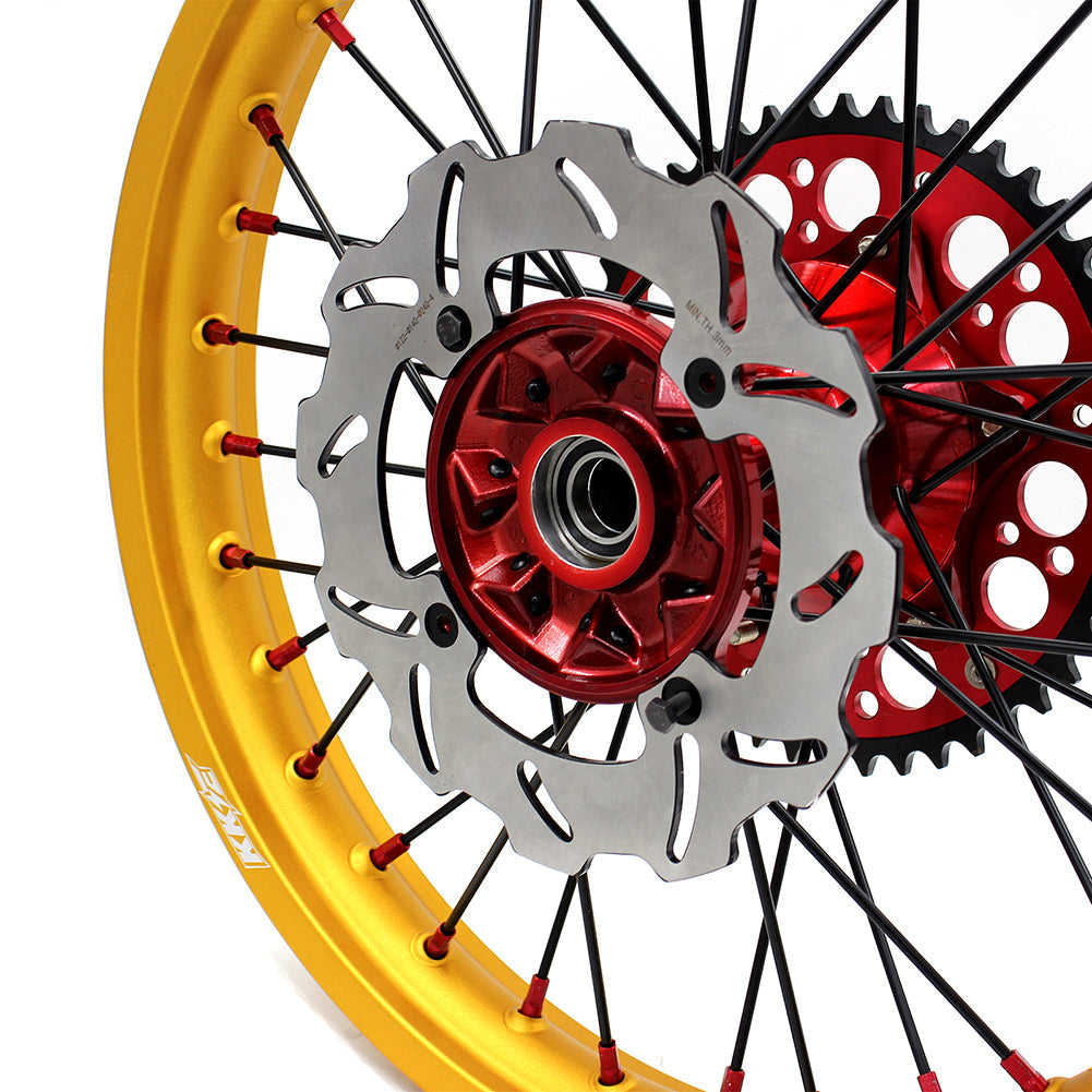 KKE 21 & 19 Cast Red Hubs Billet Gold Rims for Honda XR400R 96-04 XR600R 91-2000 Red&Gold - Howling Moto