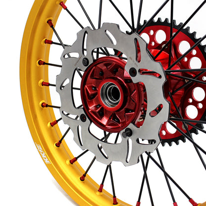 KKE 21 & 19 Cast Red Hubs Billet Gold Rims for Honda XR400R 96-04 XR600R 91-2000 Red&Gold - Howling Moto