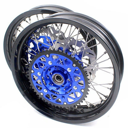 KKE 3.5/4.25*17inch For KAWASAKI KX250F KX450F 2006-2018 Supermoto Rims With Disc&Sprocket Blue - Howling Moto