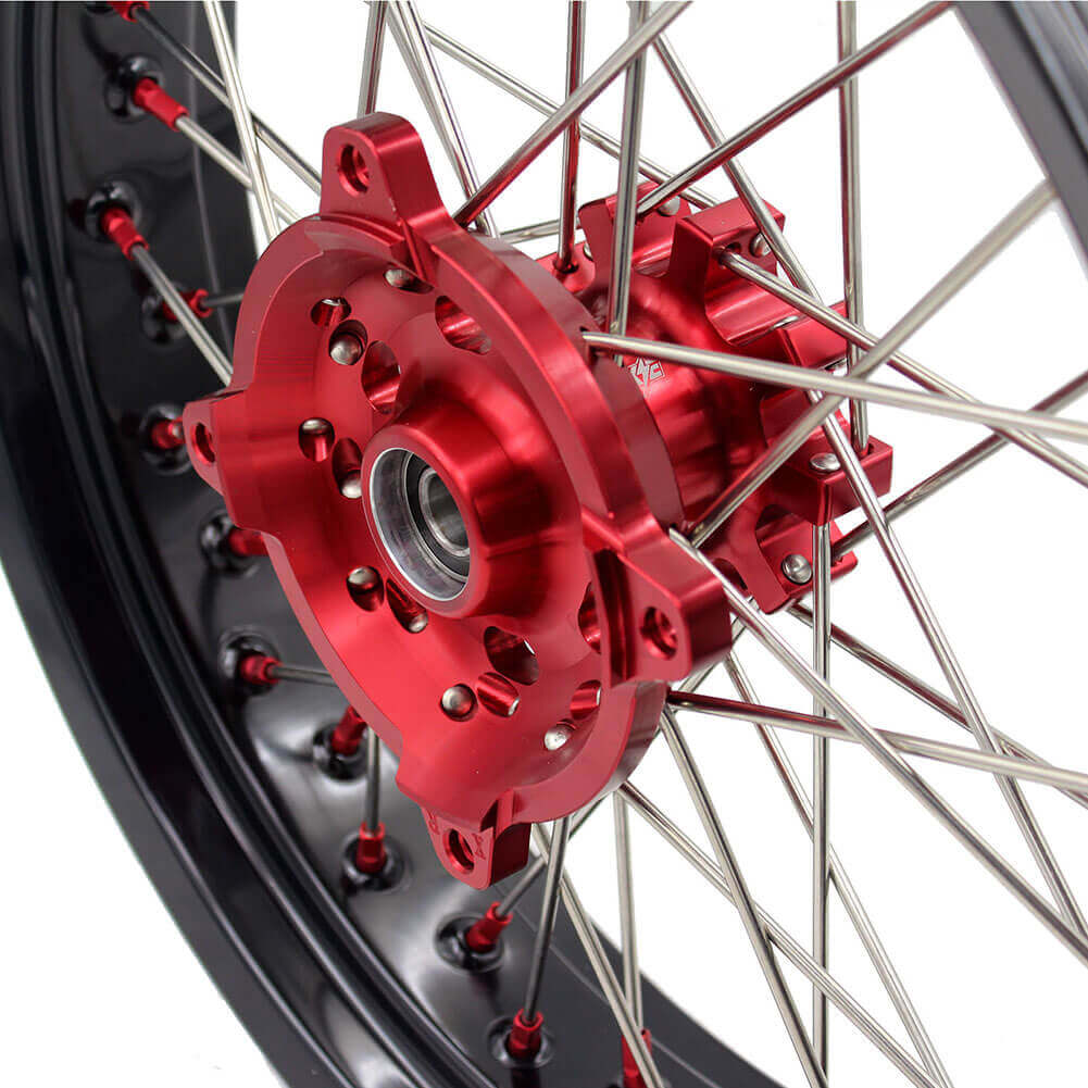 KKE 17 Inch OEM Size Supermoto Wheels for Honda XR650L 1993-2024 Red Nipple - Howling Moto