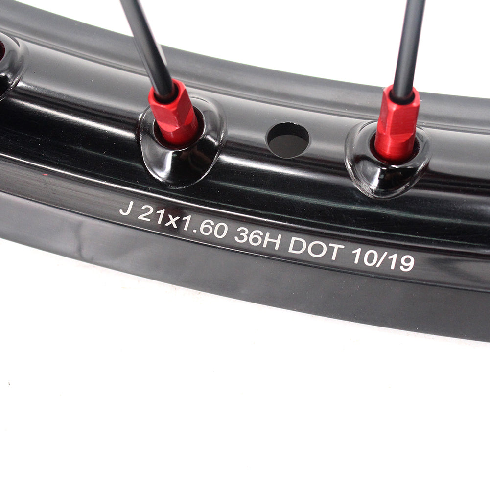 KKE 21 & 19 MX Rims for Suzuki RMZ250 2007-2024 RMZ450 2005-2024 Black Spokes - Howling Moto