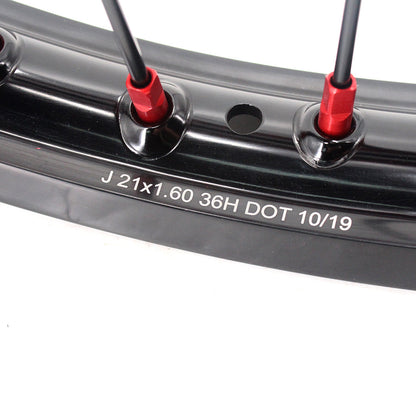 KKE 21 & 19 MX Rims for Suzuki RMZ250 2007-2024 RMZ450 2005-2024 Black Spokes - Howling Moto