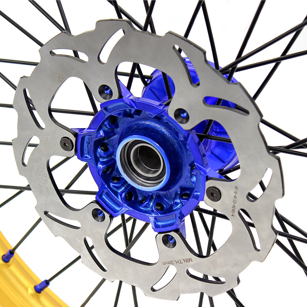 KKE 21"&19" Mx Dirtbike Cast Wheels For YAMAHA YZ125 YZ250 1999-2016 YZ250F YZ450F 2003-2015 Gold Rim Black Spokes With Disc - Howling Moto