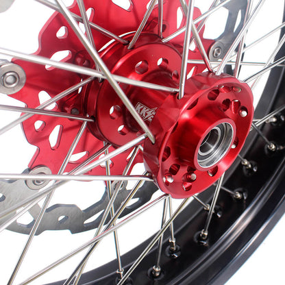 KKE 3.5 & 4.25 Cush Drive Supermoto Rims For HONDA XR650R 2000-2008 Red & Black
