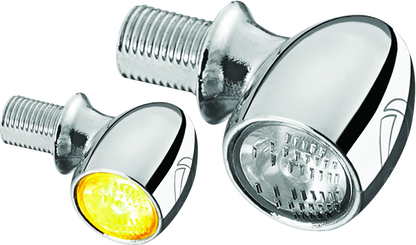 Kuryakyn Kellerman Atto clear lens amber chrome motorcycle LED light showing the compact, chrome-finished LED signal light.