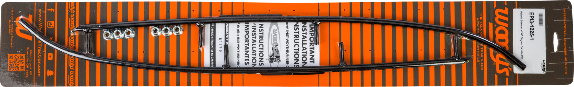 WOODYS, Woodys EPI3-1225 4-inch Carbide Extender for Snowmobiles