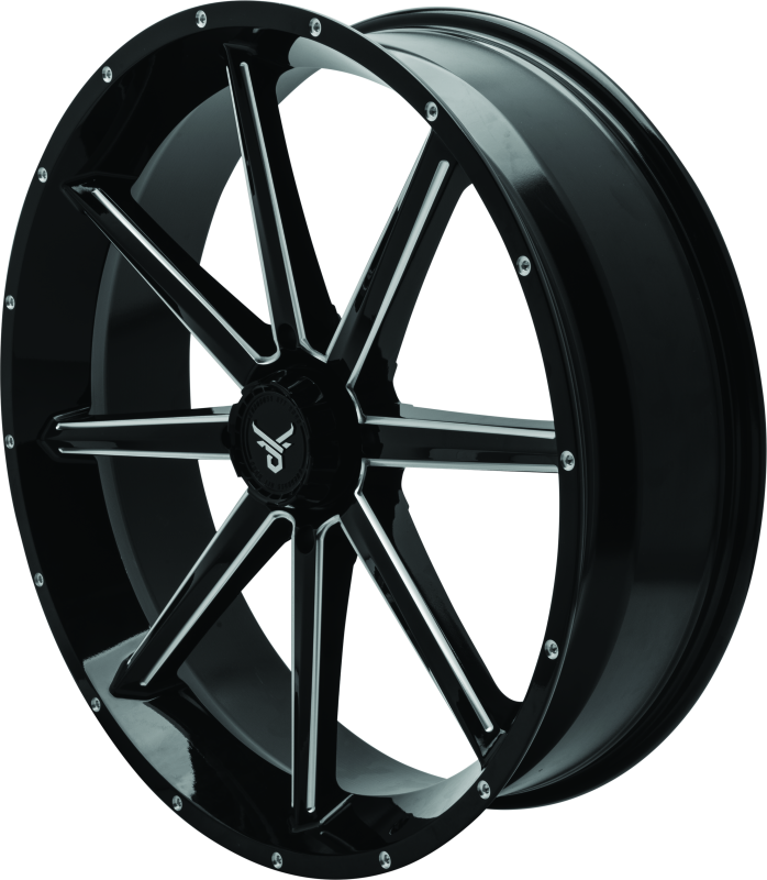 QuadBoss Slicer 24X7 off-road wheel with limited edition bull logo center caps, durable alloy wheel for rugged vehicles