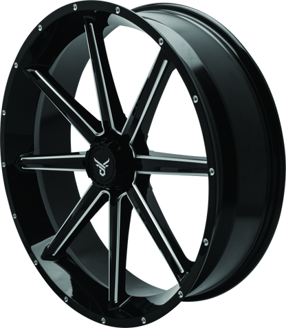 QuadBoss Slicer 24X7 off-road wheel with limited edition bull logo center caps, durable alloy wheel for rugged vehicles