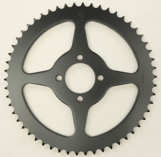 JT steel 54T rear sprocket for 428 chain, high-performance motorcycle part with durable metal construction and precise gear teeth.