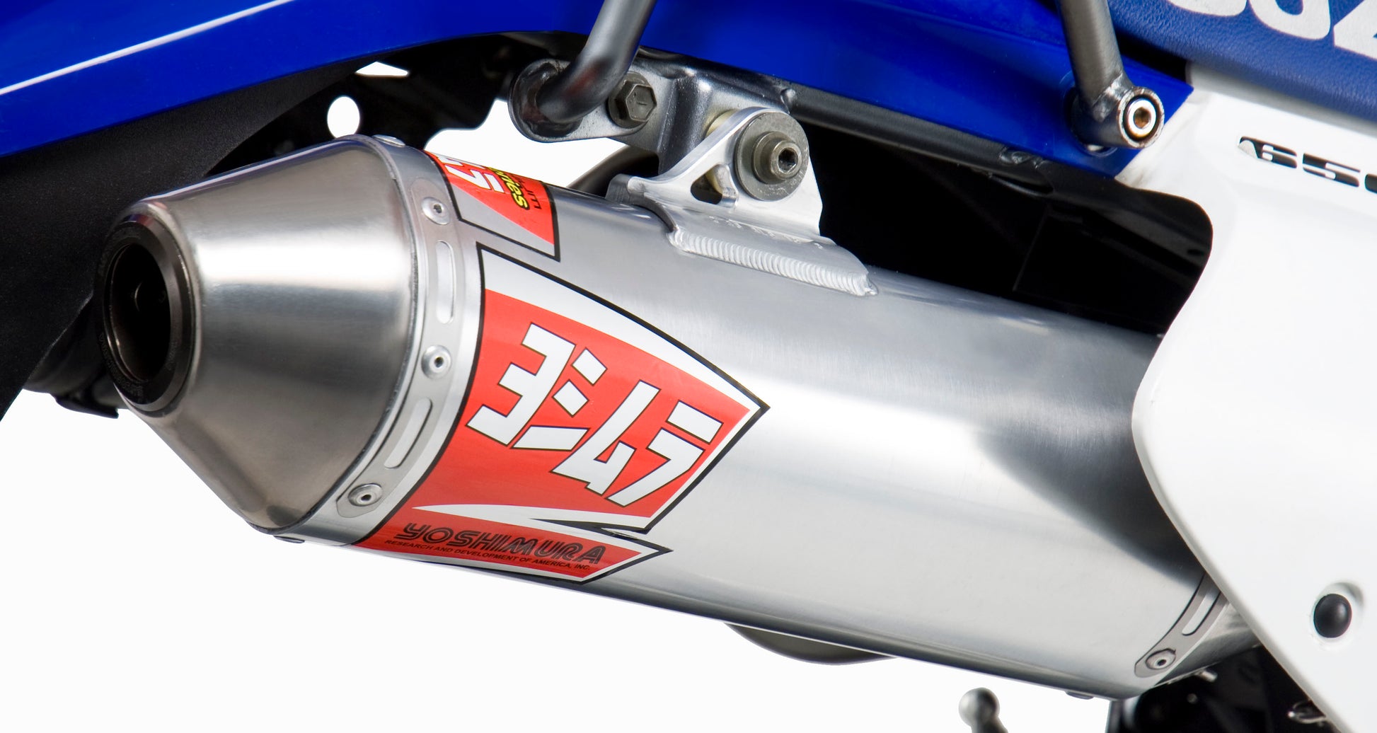 YOSHIMURA Street RS-2 slip-on exhaust with stainless steel body and matte carbon fiber end cap for motorcycle performance.