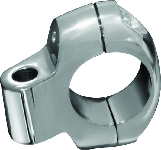 Kuryakyn chrome drink holder replacement mount clamp for 1-1/4 inch bars, designed for secure attachment on motorcycle handlebars