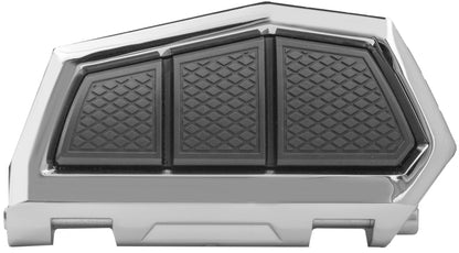 Kuryakyn Enygma passenger boards in chrome for powersports vehicles, featuring sleek design and sturdy construction.