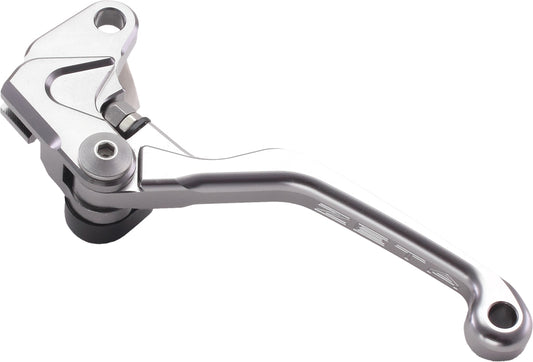 ZETA CNC machined aluminum folding clutch lever for motorcycle, with pivot design and ergonomic grip for easy handling.