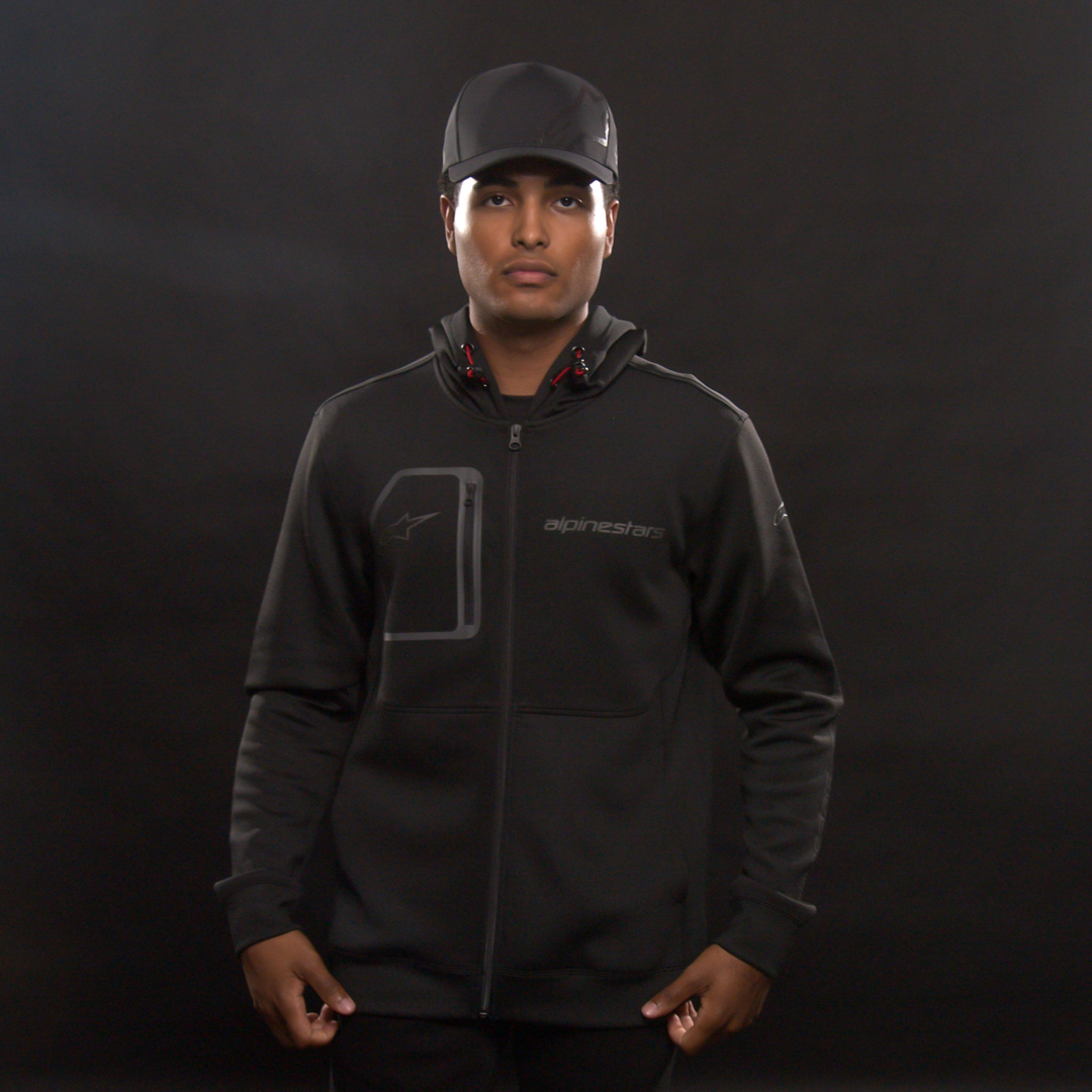 Black Alpinestars Convex Tech Hoodie in large size, featuring a comfortable fit and stylish design.