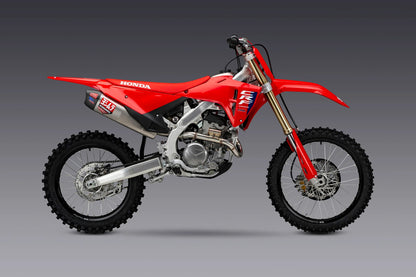 YOSHIMURA RS-12 motorcycle exhaust system for Honda CRF250R/RX, high-performance upgrade with polished metal finish