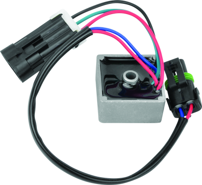 QuadBoss Turf Mode Relay for Polaris Ranger and General models, part 402297, shown in this image with electrical connectors and relay housing.