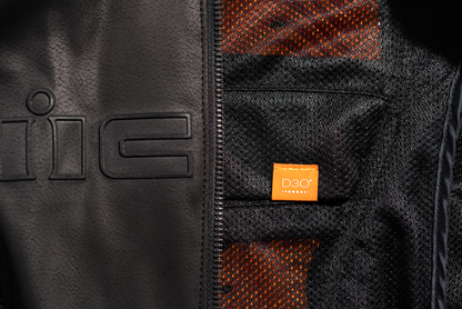Black ICON Women's Tuscadero2™ Jacket by Bill's Exhausts, US Medium, shown with front view and detailed fabric texture.