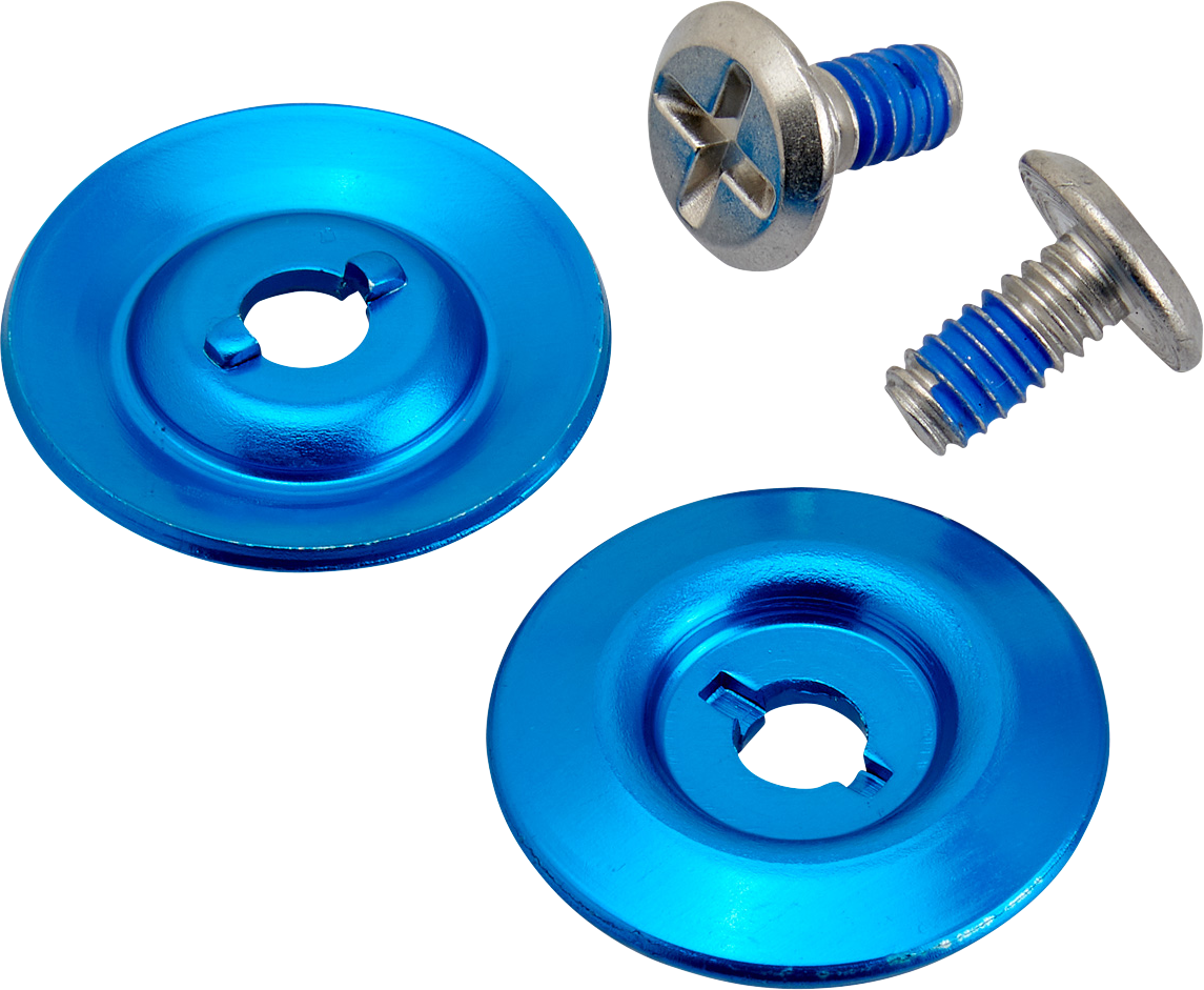 Blue BILTWELL Gen 2 Hardware Kit SS Screw for helmets, featuring a blue baseplate, designed by Bill's Exhausts.