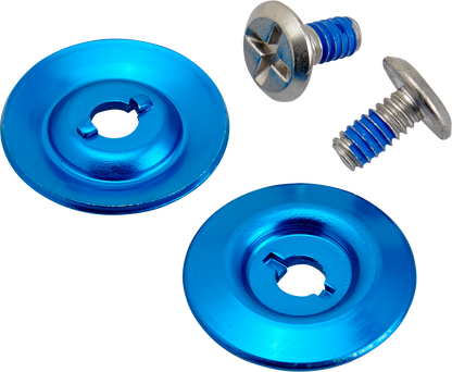 Blue BILTWELL Gen 2 Hardware Kit SS Screw for helmets, featuring a blue baseplate, designed by Bill's Exhausts.
