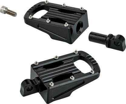 Black BILTWELL Punisher Footpeg for motorcycles, featuring a classic body design with durable construction by Bill's Exhausts.