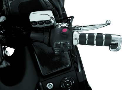 Kuryakyn ISO grips for Honda GL1800 motorcycle with chrome heated grips, featuring ergonomic design and textured surface.