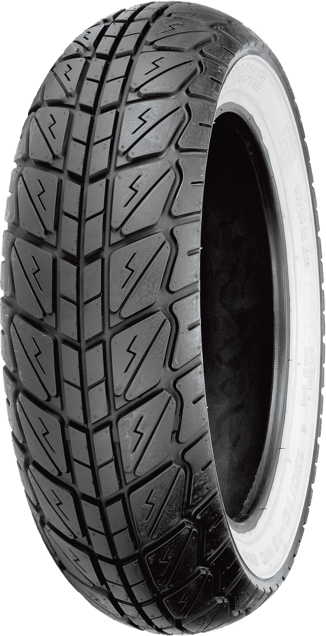 SHINKO 87-4259 scooter tire 12-inch 140/70-12 with white wall option, featuring tread pattern and sidewall details
