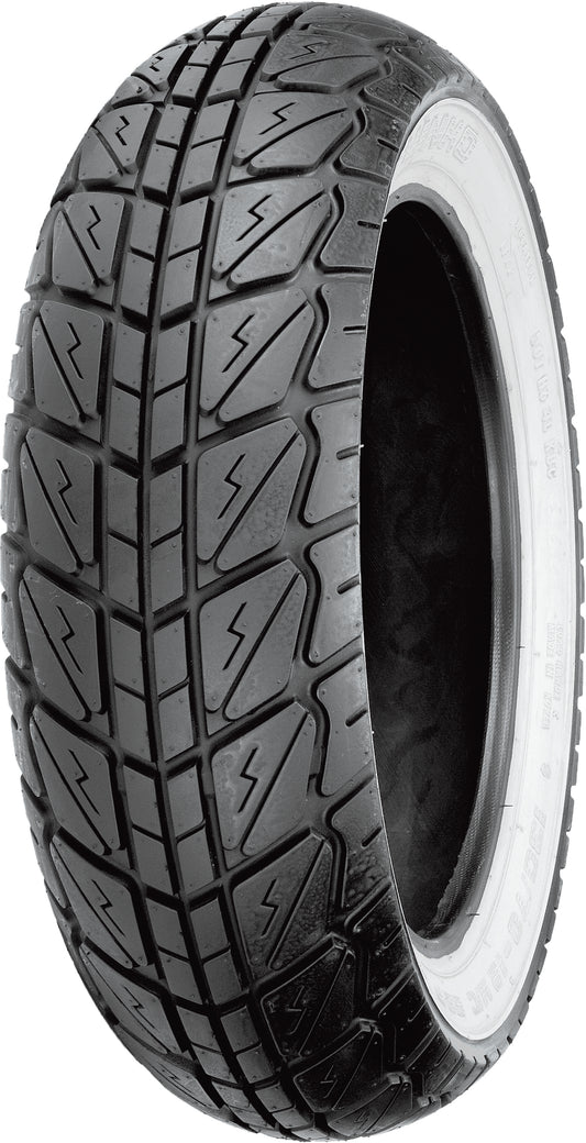 SHINKO 87-4259 scooter tire 12-inch 140/70-12 with white wall option, featuring tread pattern and sidewall details