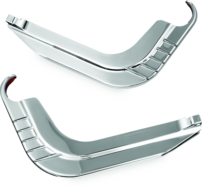 Kuryakyn rear bumper accents for Harley-Davidson trikes, part number 7223, showing chrome finish and detailed design.