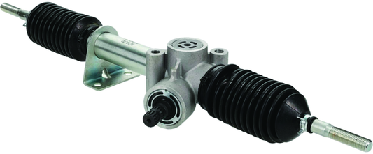 QuadBoss steering rack assembly for Can-Am Maverick 1000R Turbo, part number 411987, showing the mechanical component and connections.