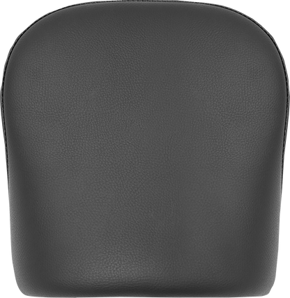 Black Saddlemens Heels Down Touring Pillion Pad seat for motorcycle, plain design, with cushioning and mounting hardware visible.