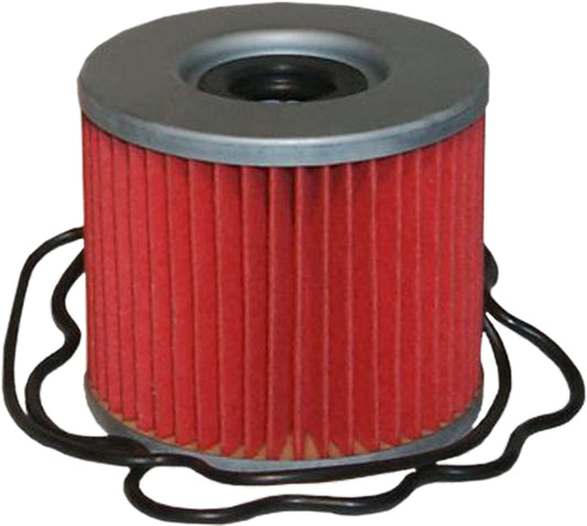HIFLOFILTRO HF133 motorcycle oil filter showing the cylindrical filter element with brand logo, designed for easy installation.