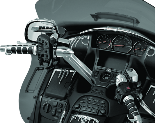 Chrome handlebar top cover for Honda GL1800 Gold Wing from Kuryakyn, fitting 2001-2017 models, with a sleek chrome finish.