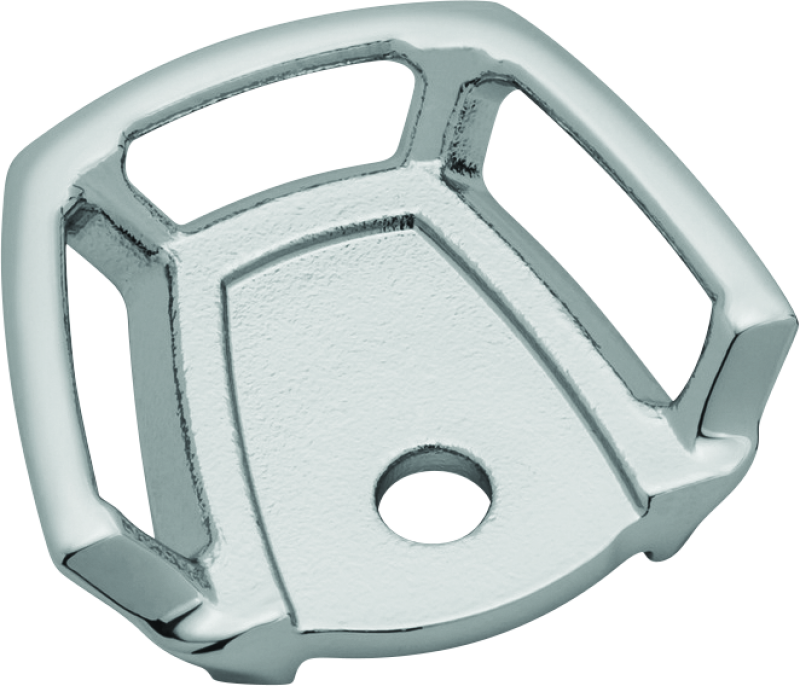 Kuryakyn chrome seat bolt tie-down anchor for Harley-Davidson cruisers and touring bikes, part 5073, shown installed on motorcycle seat